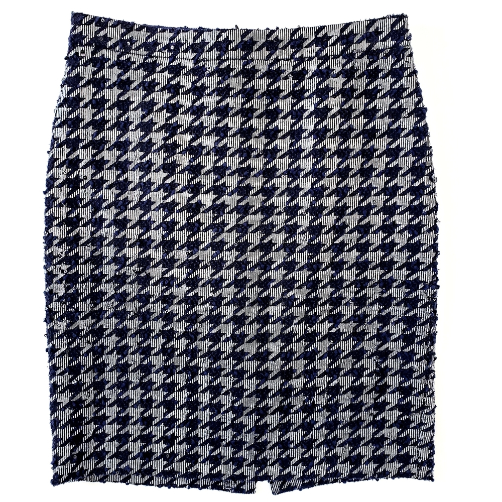 Ann Taylor Navy/Gray Flat Panel Textured Pencil Skirt
